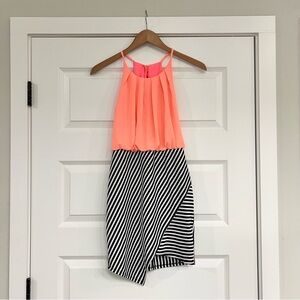 VENUS Neon Pink Striped Blouson Dress Small  Early 2010s millennial Any Occasion